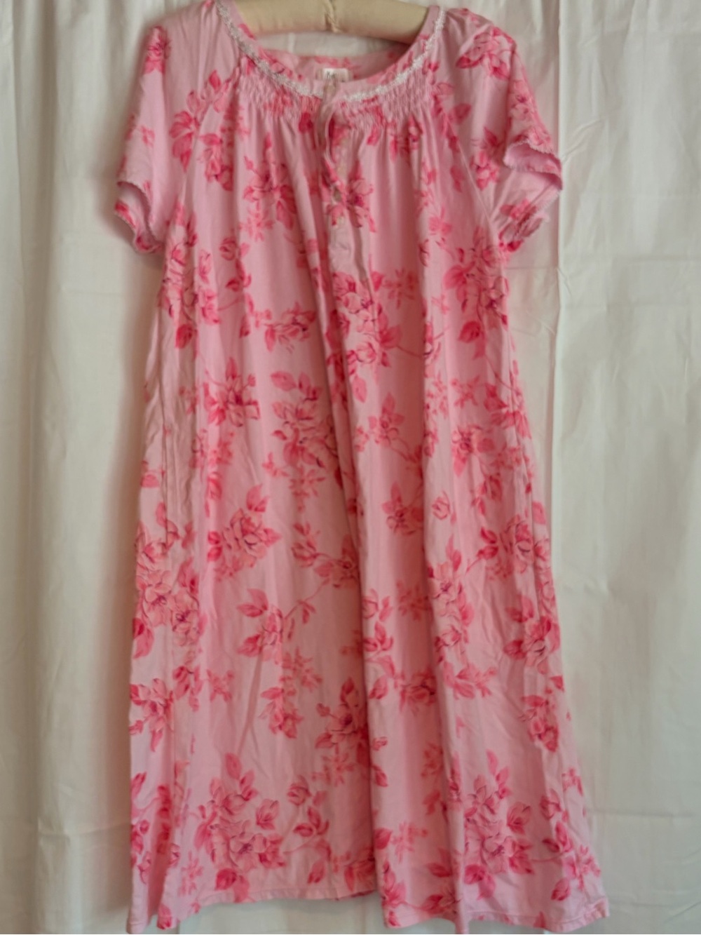 Dalia Collection Pink Floral Nightgown with Rose Print